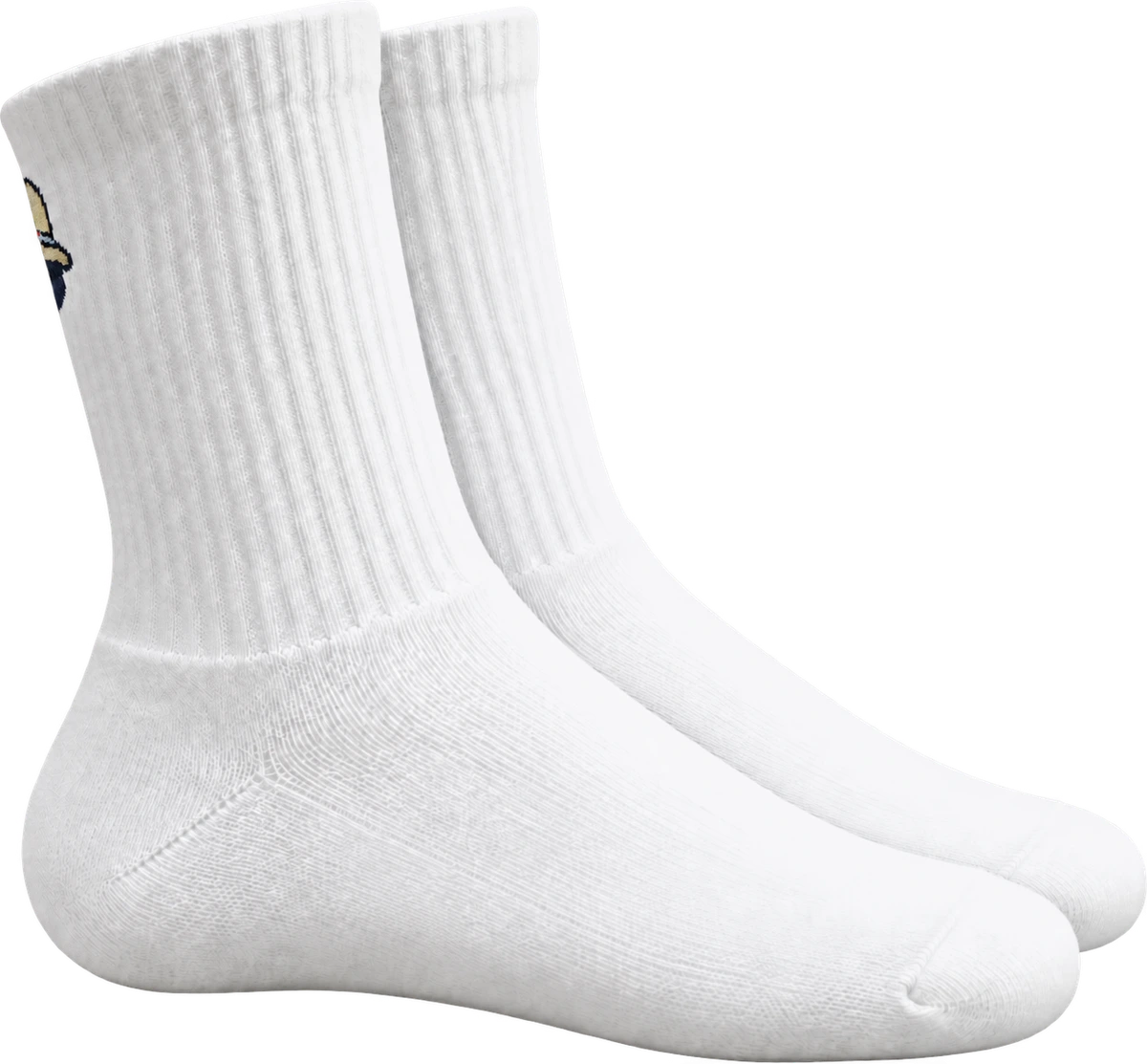 MONS beige accent sports socks, product-only side view where only part of the rear-cuff logo is visible
